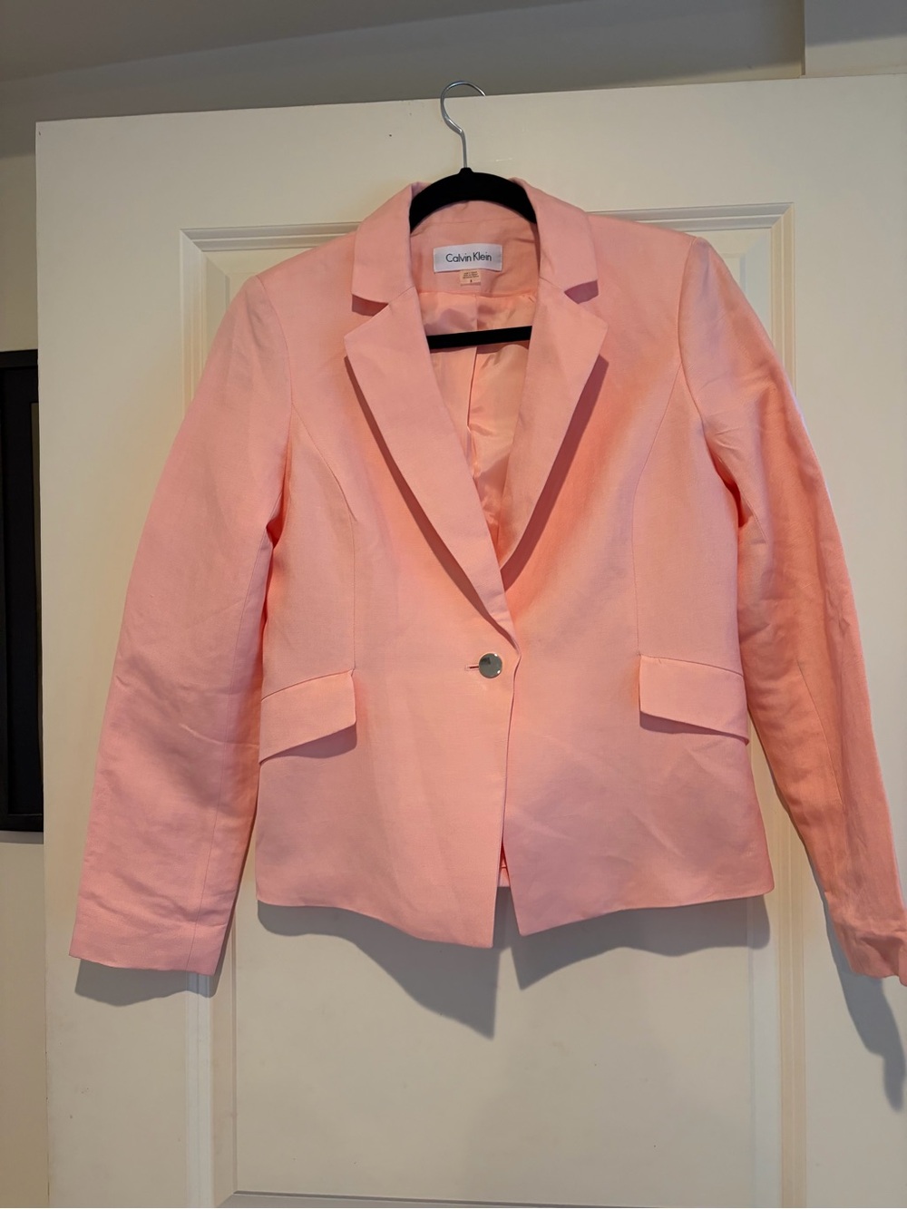Calvin Klein Light Pink Single-Button Tailored Blazer